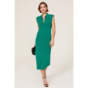 A.L.C. Taylor Knit Green Sleeveless Collared Midi Dress Size XS